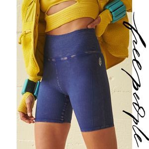 Free People Happiness Runs Ribbed Bike Shorts NWOT XS/S